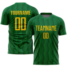 Load image into Gallery viewer, Custom Kelly Green Gold Sublimation Soccer Uniform Jersey