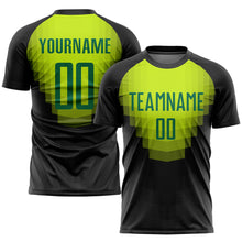 Load image into Gallery viewer, Custom Black Kelly Green Sublimation Soccer Uniform Jersey