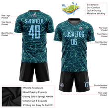Load image into Gallery viewer, Custom Teal Light Blue-Black Sublimation Soccer Uniform Jersey