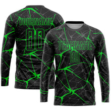 Load image into Gallery viewer, Custom Black Neon Green Sublimation Soccer Uniform Jersey