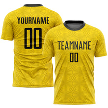 Load image into Gallery viewer, Custom Gold Black Sublimation Soccer Uniform Jersey