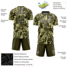 Load image into Gallery viewer, Custom Camo Olive-White Sublimation Salute To Service Soccer Uniform Jersey