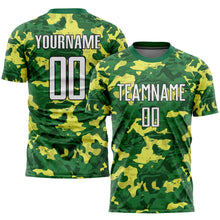 Load image into Gallery viewer, Custom Camo White-Kelly Green Sublimation Salute To Service Soccer Uniform Jersey