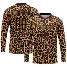 Load image into Gallery viewer, Custom Brown Brown-Old Gold Sublimation Leopard Soccer Uniform Jersey