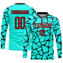 Load image into Gallery viewer, Custom Aqua Red-Black Sublimation Soccer Uniform Jersey