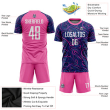 Load image into Gallery viewer, Custom Navy White-Pink Sublimation Soccer Uniform Jersey