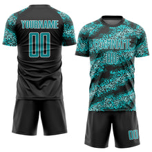 Load image into Gallery viewer, Custom Teal Teal-Black Sublimation Soccer Uniform Jersey