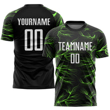 Load image into Gallery viewer, Custom Black White-Neon Green Sublimation Soccer Uniform Jersey