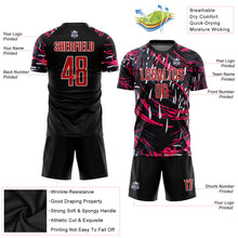 Load image into Gallery viewer, Custom Black Red-White Sublimation Soccer Uniform Jersey
