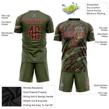 Load image into Gallery viewer, Custom Olive Crimson-Vegas Gold Sublimation Salute To Service Soccer Uniform Jersey