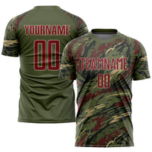 Load image into Gallery viewer, Custom Olive Crimson-Vegas Gold Sublimation Salute To Service Soccer Uniform Jersey