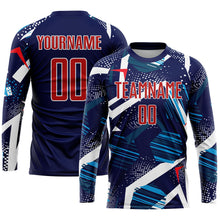 Load image into Gallery viewer, Custom Navy Red-White Sublimation Soccer Uniform Jersey