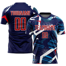 Load image into Gallery viewer, Custom Navy Red-White Sublimation Soccer Uniform Jersey