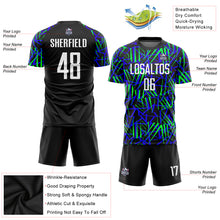 Load image into Gallery viewer, Custom Black White-Neon Green Sublimation Soccer Uniform Jersey