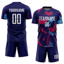 Load image into Gallery viewer, Custom Navy White-Light Blue Sublimation Soccer Uniform Jersey