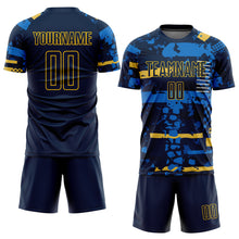 Load image into Gallery viewer, Custom Navy Navy-Gold Sublimation Soccer Uniform Jersey