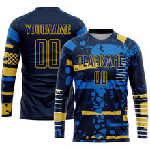 Load image into Gallery viewer, Custom Navy Navy-Gold Sublimation Soccer Uniform Jersey