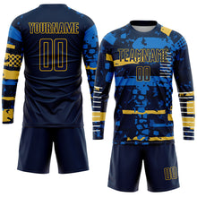 Load image into Gallery viewer, Custom Navy Navy-Gold Sublimation Soccer Uniform Jersey