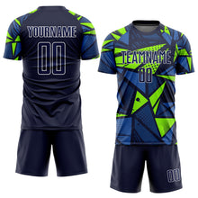 Load image into Gallery viewer, Custom Navy Navy-Neon Green Sublimation Soccer Uniform Jersey