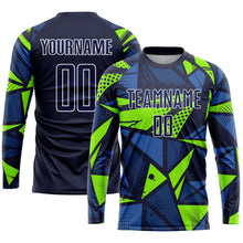 Load image into Gallery viewer, Custom Navy Navy-Neon Green Sublimation Soccer Uniform Jersey
