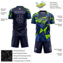 Load image into Gallery viewer, Custom Navy Navy-Neon Green Sublimation Soccer Uniform Jersey