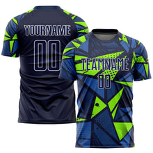Load image into Gallery viewer, Custom Navy Navy-Neon Green Sublimation Soccer Uniform Jersey
