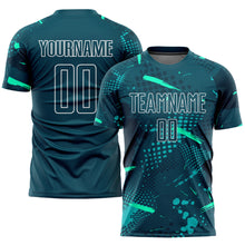 Load image into Gallery viewer, Custom Green Green-Teal Sublimation Soccer Uniform Jersey