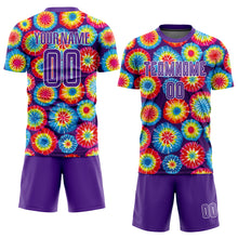 Load image into Gallery viewer, Custom Tie Dye Purple-White Sublimation Soccer Uniform Jersey