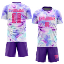 Load image into Gallery viewer, Custom Tie Dye Pink-Purple Sublimation Soccer Uniform Jersey