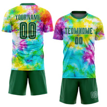 Load image into Gallery viewer, Custom Tie Dye Kelly Green-White Sublimation Soccer Uniform Jersey