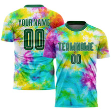 Load image into Gallery viewer, Custom Tie Dye Kelly Green-White Sublimation Soccer Uniform Jersey