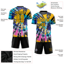 Load image into Gallery viewer, Custom Tie Dye Gold-Black Sublimation Soccer Uniform Jersey
