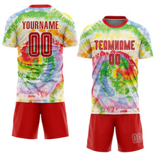 Load image into Gallery viewer, Custom Tie Dye Red-White Sublimation Soccer Uniform Jersey