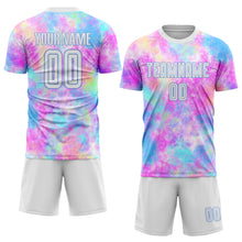 Load image into Gallery viewer, Custom Tie Dye White-Light Blue Sublimation Soccer Uniform Jersey