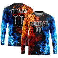 Load image into Gallery viewer, Custom Figure Black-White Flame Sublimation Soccer Uniform Jersey