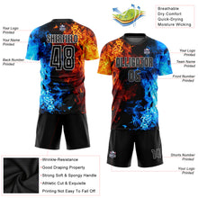 Load image into Gallery viewer, Custom Figure Black-White Flame Sublimation Soccer Uniform Jersey