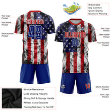 Load image into Gallery viewer, Custom White Royal-Red American Flag Fashion Sublimation Soccer Uniform Jersey