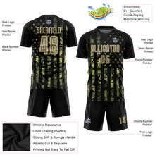 Load image into Gallery viewer, Custom Camo Vegas Gold-Black American Flag Fashion Sublimation Salute To Service Soccer Uniform Jersey