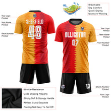 Load image into Gallery viewer, Custom Gold White-Black Sublimation Soccer Uniform Jersey