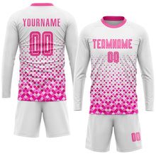 Load image into Gallery viewer, Custom White Pink Sublimation Soccer Uniform Jersey