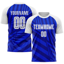 Load image into Gallery viewer, Custom Royal White-Navy Sublimation Soccer Uniform Jersey
