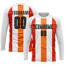 Load image into Gallery viewer, Custom White Black-Orange Sublimation Soccer Uniform Jersey