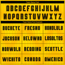 Load image into Gallery viewer, Custom Gold Black Sublimation Soccer Uniform Jersey