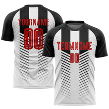 Load image into Gallery viewer, Custom Black Red-White Sublimation Soccer Uniform Jersey