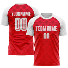Load image into Gallery viewer, Custom Red White Away Sublimation Soccer Uniform Jersey