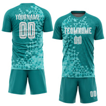 Load image into Gallery viewer, Custom Teal White Third Sublimation Soccer Uniform Jersey