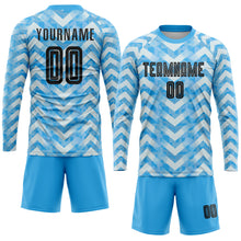 Load image into Gallery viewer, Custom Light Blue Black-White Home Sublimation Soccer Uniform Jersey