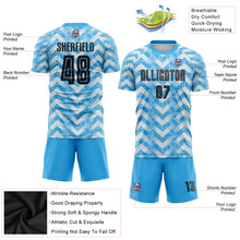 Load image into Gallery viewer, Custom Light Blue Black-White Home Sublimation Soccer Uniform Jersey