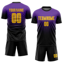 Load image into Gallery viewer, Custom Purple Gold-Black Sublimation Fade Fashion Soccer Uniform Jersey