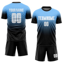 Load image into Gallery viewer, Custom Powder Blue White-Black Sublimation Fade Fashion Soccer Uniform Jersey